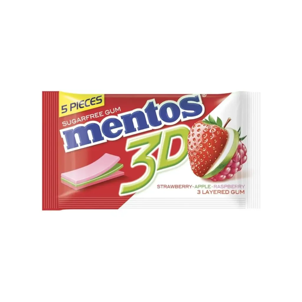 Mentos 3D Gum Strawberry 5 Pieces 8.5g