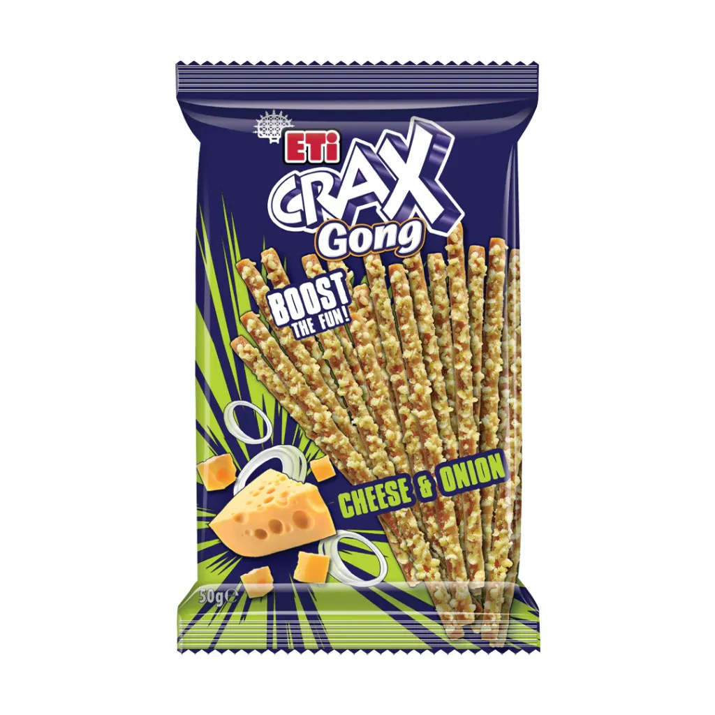 ETI Crax Gong Boost The Fun Cheese & Onion Sticks 50g