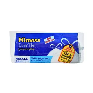 Mimosa Easy Tie 20 Small White Oxo-Biodegradable Trash Bags With Tie 45x45cm