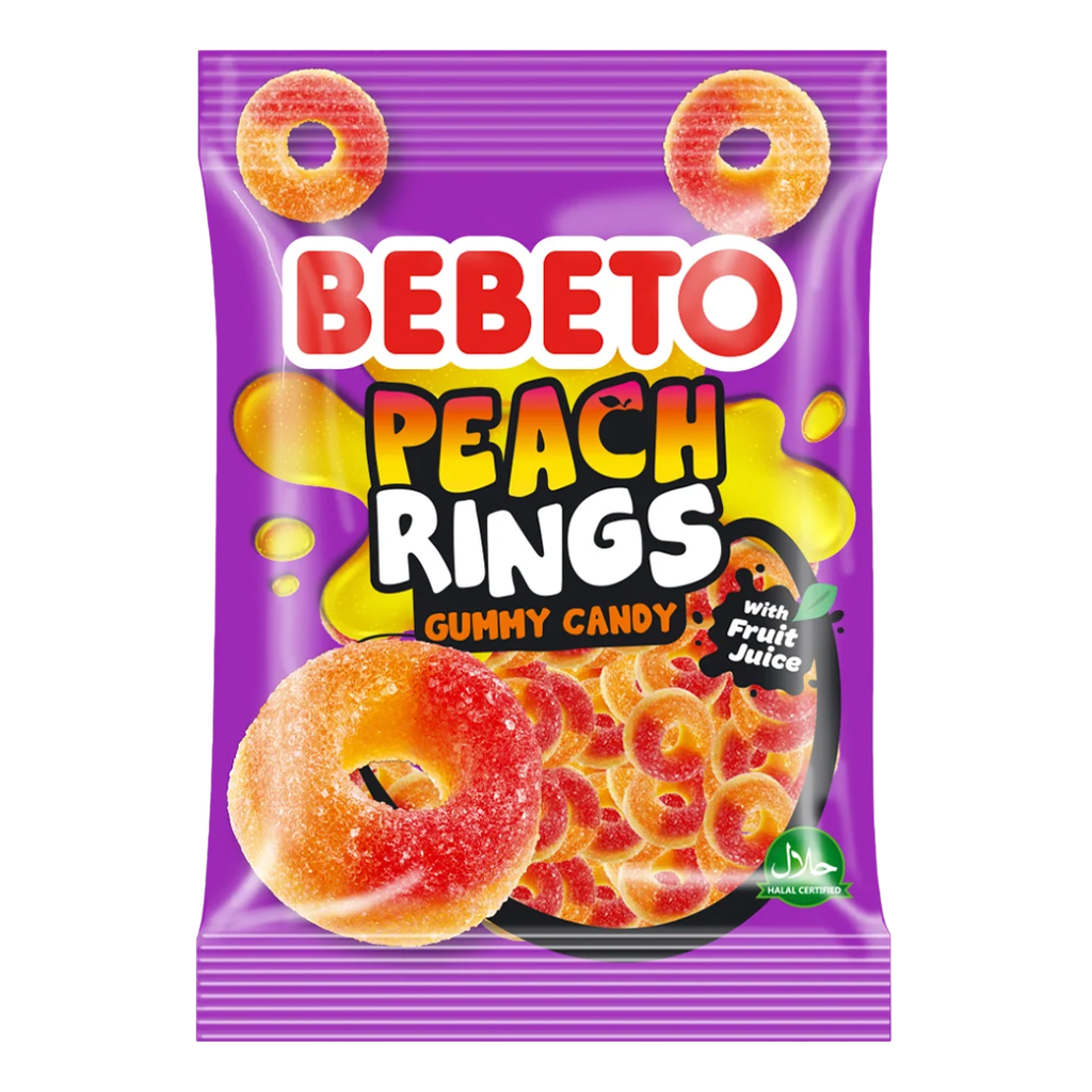 Bebeto Peach Rings Gummy Candy 18g