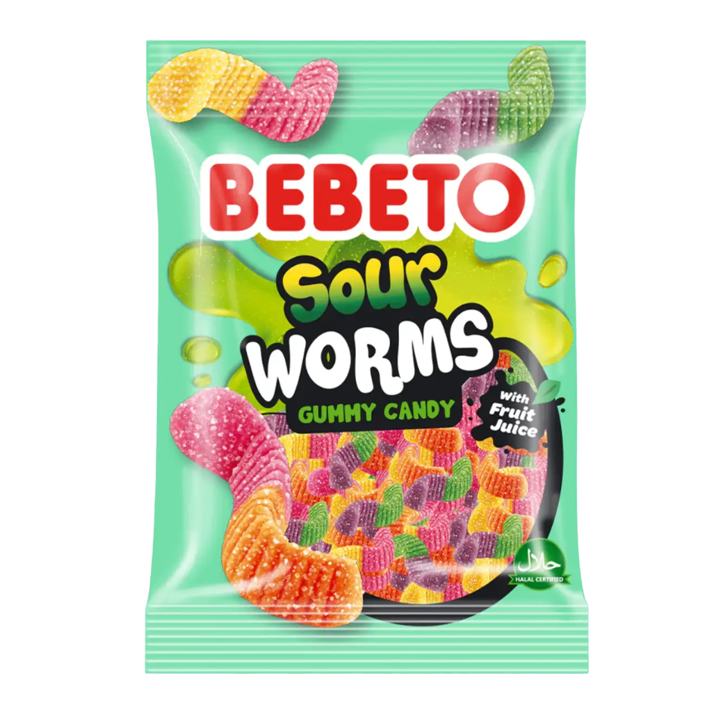 Bebeto Sour Worms Gummy Candy 18g