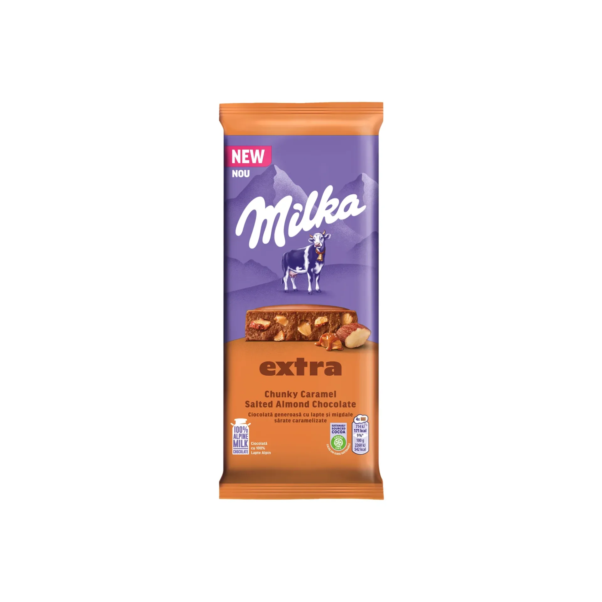 Milka Tablet Chunky Caramel Salted Almond Chocolate 190g