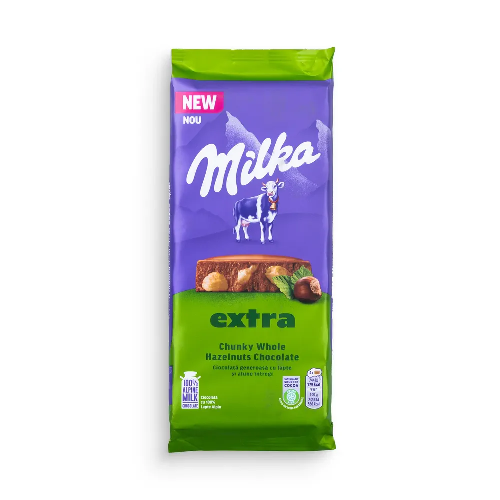 Milka Extra Chunky Hole Hazelnuts Chocolate 190g