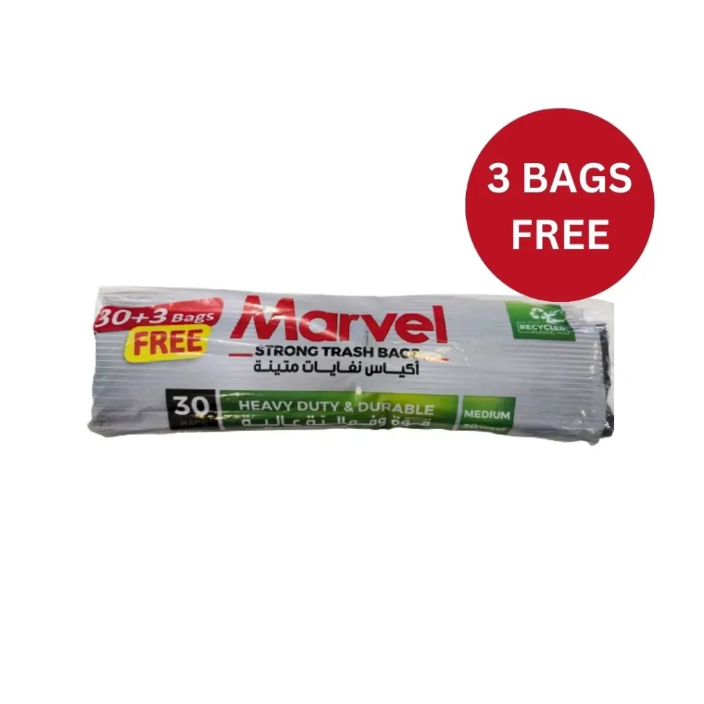 Marvel Strong Trash Bags Medium 30 Liters 33 Bags ( 30 + 3 Free )