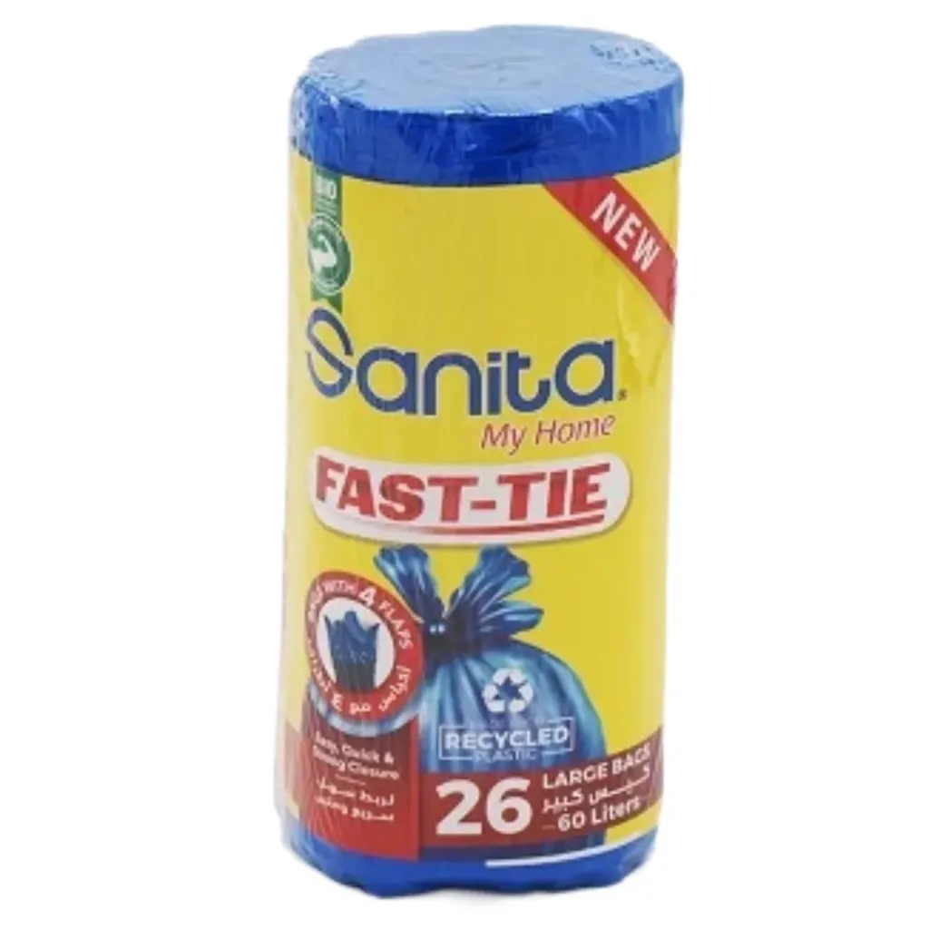Sanita My Home Fast-Tie Bags With 4 Flaps Large Bags 60 Liters 26 Bags