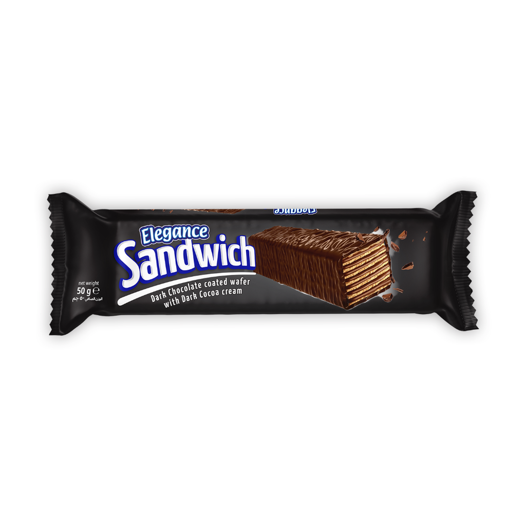 Elegance Sandwich Chocolate Coated Wafer With Dark Cocoa Cream 50g