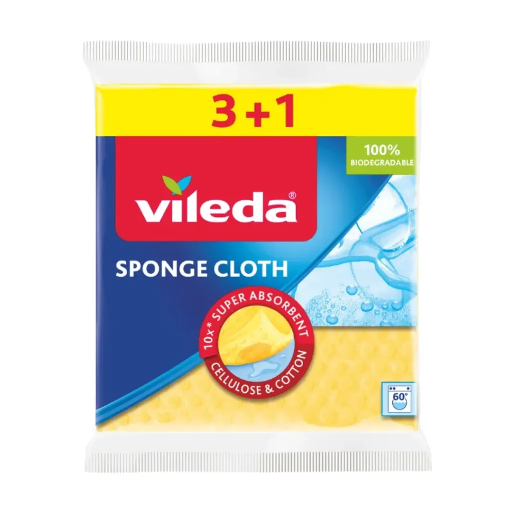 Vileda Sponge Cloth Yellow 3+1