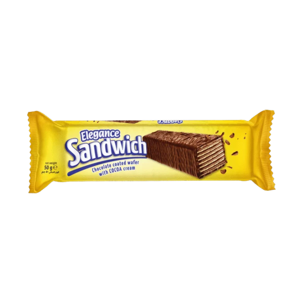 Elegance Sandwich Chocolate Coated Wafer With Cocoa Cream 50g