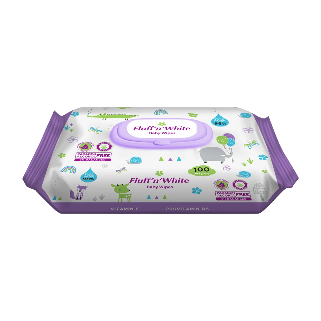 Fluff'n White Baby Wipes 100 Sheets
